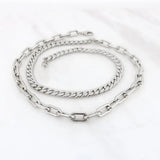 Cuban Paper Clip Chain Necklace Women Stainless Steel