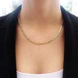 Cuban Paper Clip Chain Necklace Women Stainless Steel