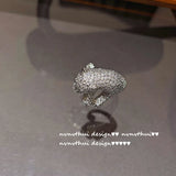 Silver Leopard Open Ring for Women Party Animal Jewelry Gift