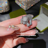 Silver Leopard Open Ring for Women Party Animal Jewelry Gift