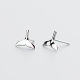 Mermaid Fish Tail Stud Earrings 18K Plated Jewelry