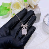 S925 Silver Bowknot Pendant Necklace Female Wedding Jewelry