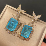 Butterfly Drop Earing with Zircon Pendant Dangler