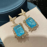 Butterfly Drop Earing with Zircon Pendant Dangler