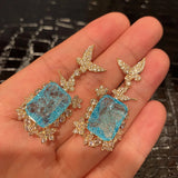 Butterfly Drop Earing with Zircon Pendant Dangler
