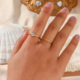 Zircon Stone Wedding Engagement Ring For Ladies Luxuty Adjustable Crystal Ring