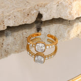Zircon Stone Wedding Engagement Ring For Ladies Luxuty Adjustable Crystal Ring