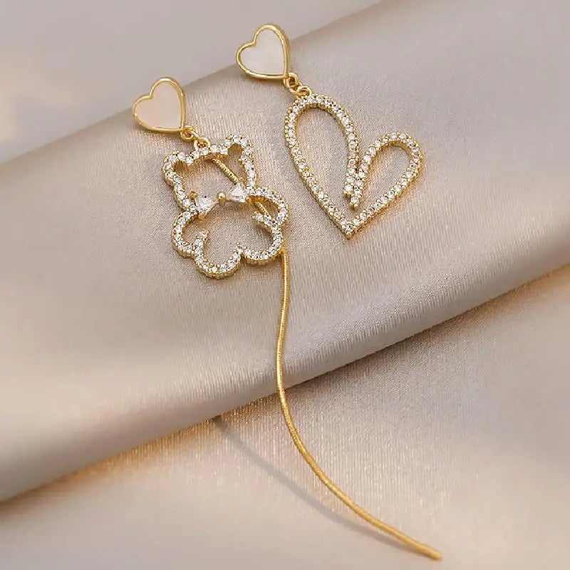 Asymmetric Bear Crystal Earrings