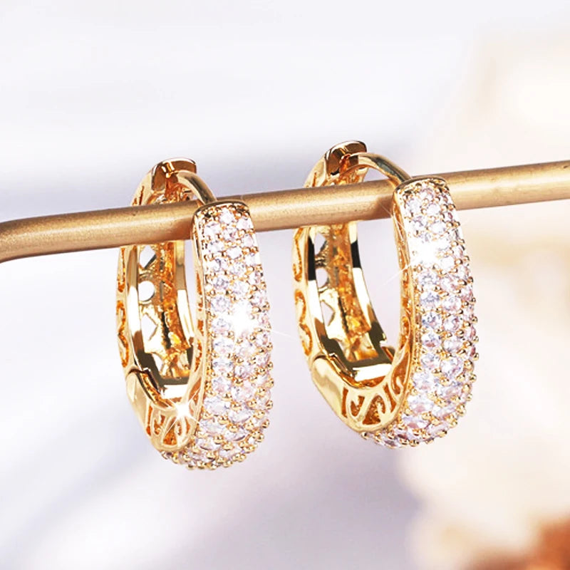 French Hoop Earrings Inlay Zircon Ladies Earrings Jewelry Gift