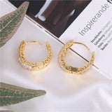 French Hoop Earrings Inlay Zircon Ladies Earrings Jewelry Gift