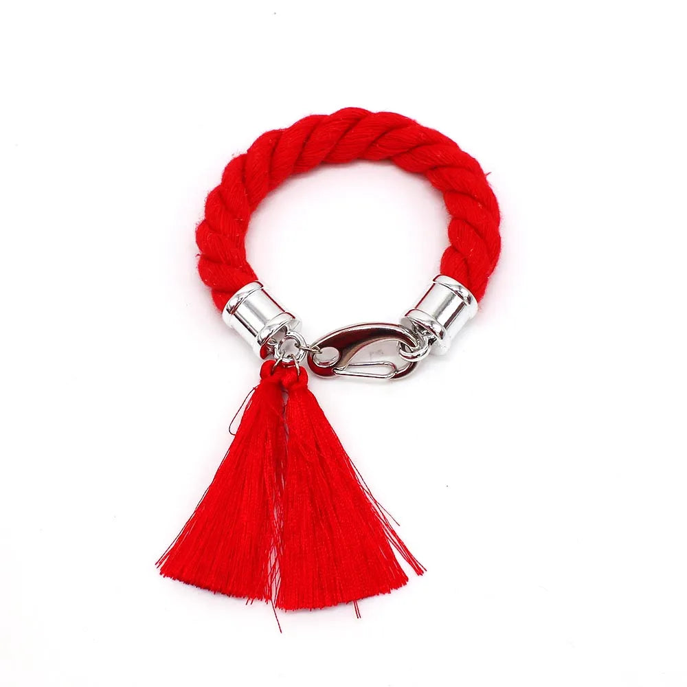 Tassel Friendship Bracelet, Vintage Wide Cuff Jewelry