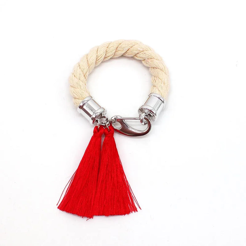 Tassel Friendship Bracelet, Vintage Wide Cuff Jewelry