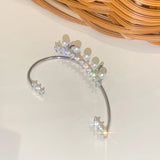 Geometric Crystal Pearl Clip Earrings for Women Girls Ear Cuffs