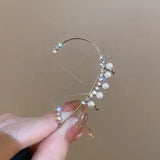 Geometric Crystal Pearl Clip Earrings for Women Girls Ear Cuffs