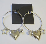Crystal Round Drop Earrings Love Heart Shinny Star Dangle Earrings