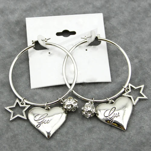 Crystal Round Drop Earrings Love Heart Shinny Star Dangle Earrings