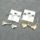 Crystal Round Drop Earrings Love Heart Shinny Star Dangle Earrings