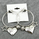 Crystal Round Drop Earrings Love Heart Shinny Star Dangle Earrings
