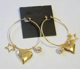 Crystal Round Drop Earrings Love Heart Shinny Star Dangle Earrings