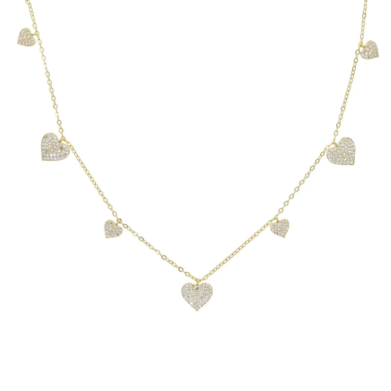 Mini Cz Paved Heart Charm Pendant Choker Necklace for Women Girl Party Wedding