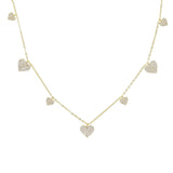 Mini Cz Paved Heart Charm Pendant Choker Necklace for Women Girl Party Wedding