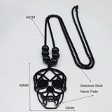 Gothic Skull Stainless Steel Necklace Women Long Bead Necklaces Pendant