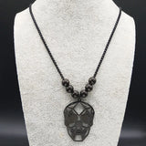 Gothic Skull Stainless Steel Necklace Women Long Bead Necklaces Pendant