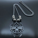 Gothic Skull Stainless Steel Necklace Women Long Bead Necklaces Pendant