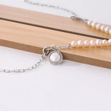 925 Silver Baroque Pearl Zircon Choker Necklace