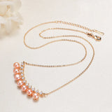 Freshwater Pearl Pendant Necklace with Zircon Chain