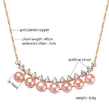 Freshwater Pearl Pendant Necklace with Zircon Chain