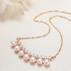 Freshwater Pearl Pendant Necklace with Zircon Chain