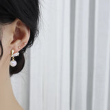 Pearl Charm Love Heart Zircon Earrings Ladies Jewelry