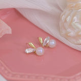 Pearl Charm Love Heart Zircon Earrings Ladies Jewelry