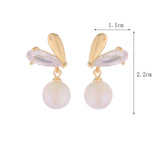 Pearl Charm Love Heart Zircon Earrings Ladies Jewelry