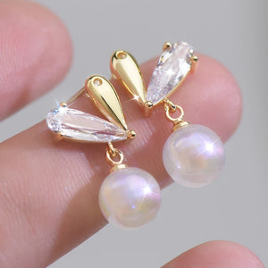 Pearl Charm Love Heart Zircon Earrings Ladies Jewelry