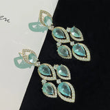 Light Leaf Drop Tassel Earrings S925 Silver Needle Dangler Women