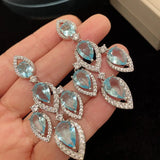 Light Leaf Drop Tassel Earrings S925 Silver Needle Dangler Women