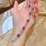Noble Temperament Ruby Necklace with Diamonds 925 Silver