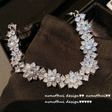 Silver Tennis Bracelet High Jewelry Women's Snowflake CZ Bangle
