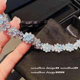 Silver Tennis Bracelet High Jewelry Women's Snowflake CZ Bangle