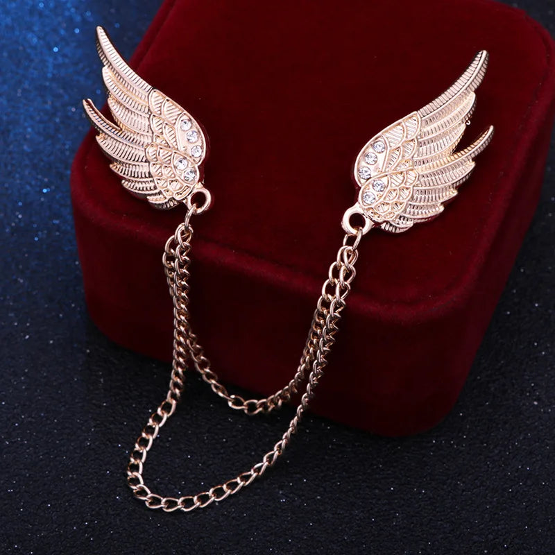 Men's Angel Chain Brooch Lapel Pins Collar Chain Enamel Pin Clothing Accessories