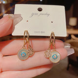 Zircon Star Shell Silver Needle Earrings