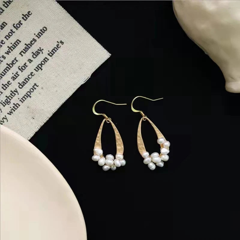 Freshwater Pearl Hoop Earrings Minimalist Jewelry