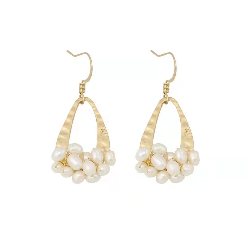 Freshwater Pearl Hoop Earrings Minimalist Jewelry