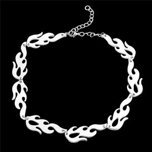 Harajuku Hip-hop Flame Clavicle Necklace Consecutive Thorns Flame