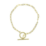 925 Silver Paper Clip Chain Bracelet Toggle Clasp for Women