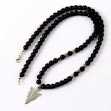 Arrow Charm Pendant Necklace Men Tiger Eye Stone Bead Necklace Men Jewelry