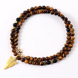 Arrow Charm Pendant Necklace Men Tiger Eye Stone Bead Necklace Men Jewelry