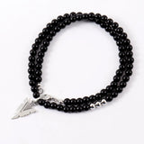 Arrow Charm Pendant Necklace Men Tiger Eye Stone Bead Necklace Men Jewelry